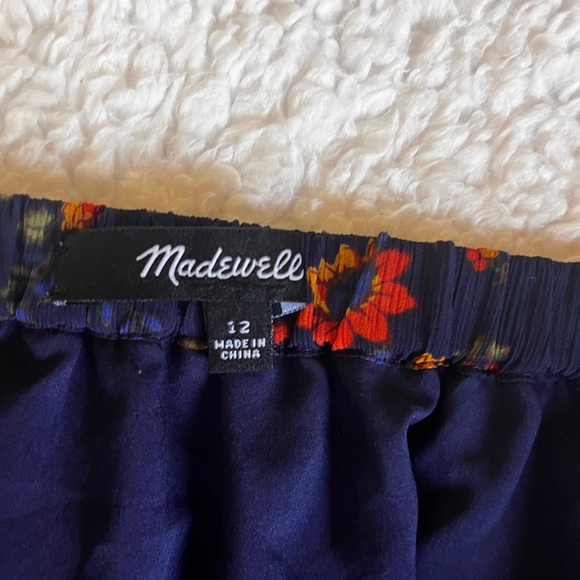 Madewell Climbing Vine Faux Wrap Skirt Midi Hi Low Navy Blue Floral Print 12 - Picture 3 of 8